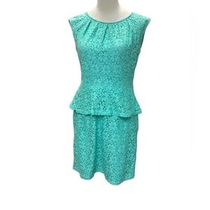 Spense women’s teal blue/green floral peplum dress size 8